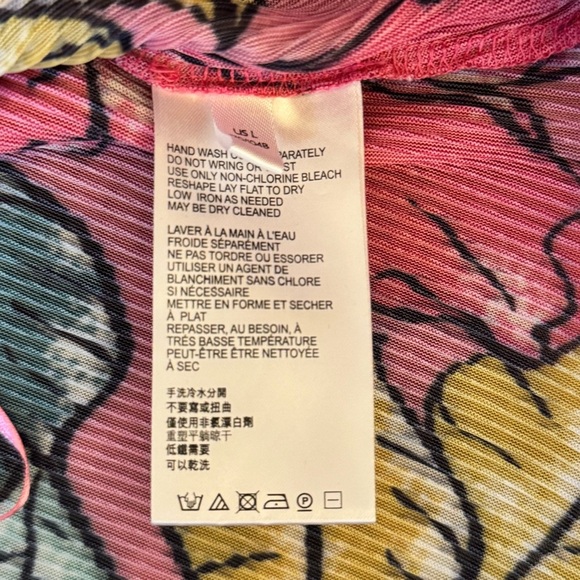 Anthropologie Maeve Women’s Floral Pleated Accordian Sheer Tank Top Size Large - Picture 7 of 11